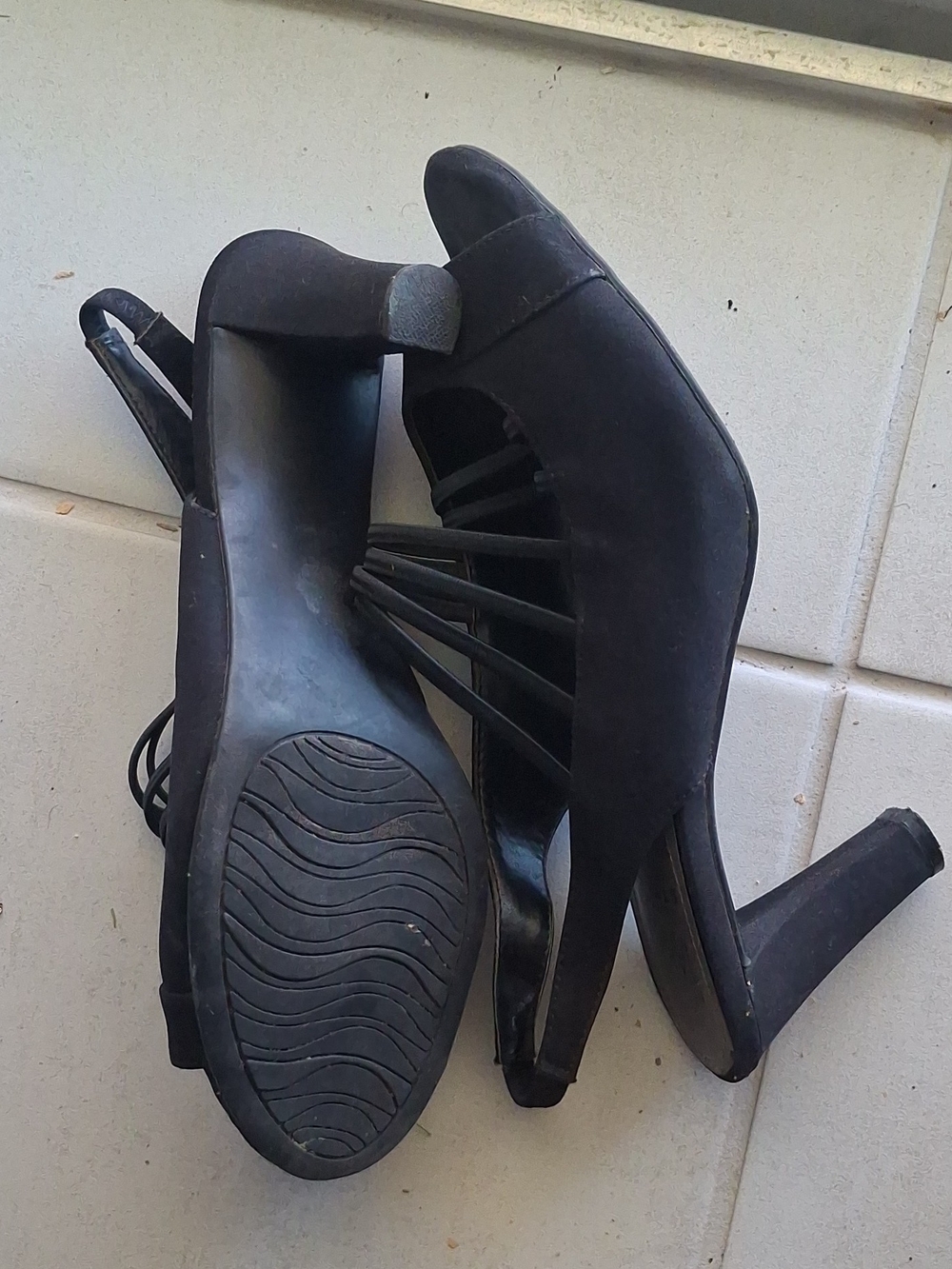 Black Women's Strappy High Heel Slingbacks